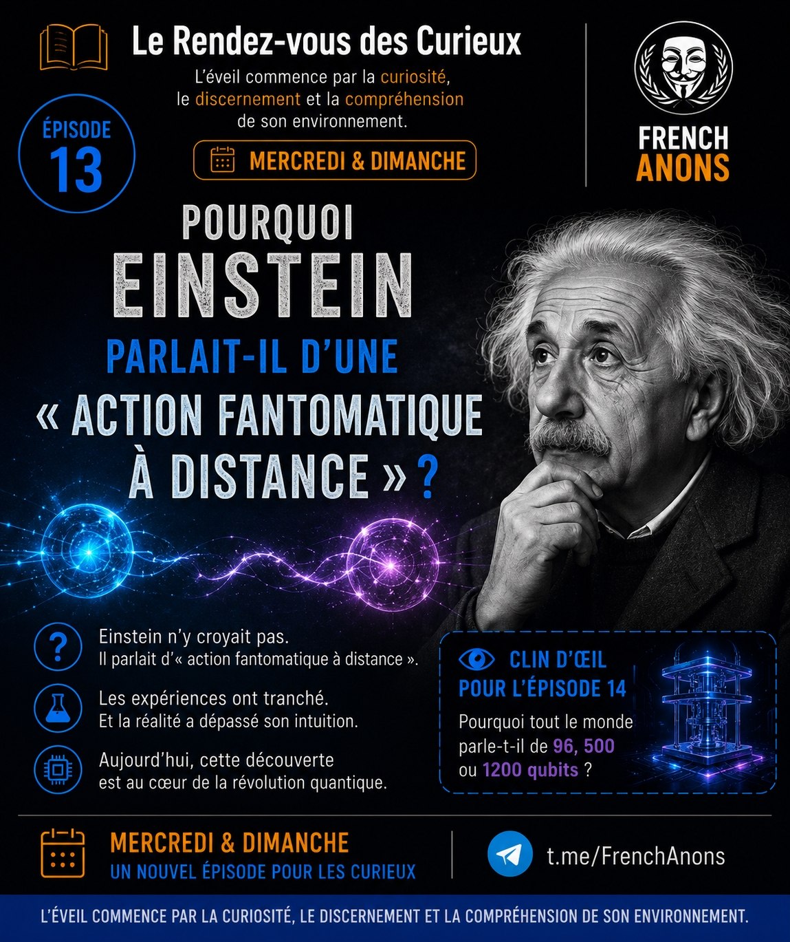 Affiche originale de l’épisode 13 : Pourquoi Einstein parlait-il d’une « action fantomatique à distance » ?