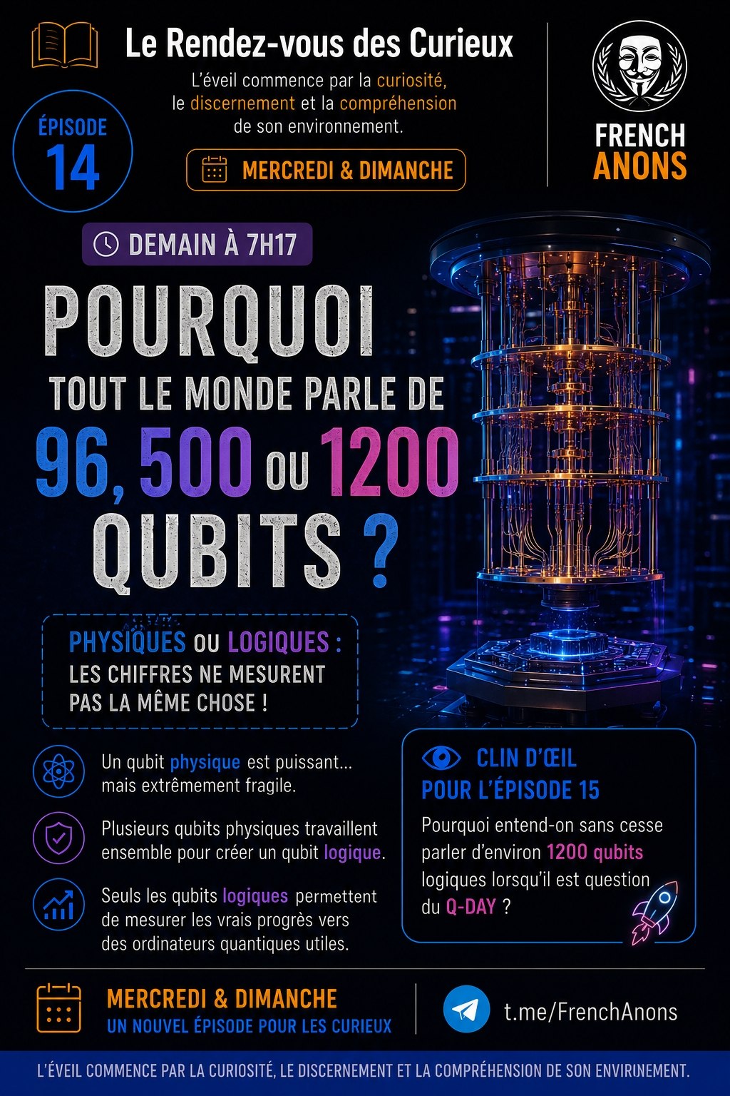 Affiche originale de l’épisode 14 : Pourquoi tout le monde parle de 96, 500 ou 1 200 qubits ?