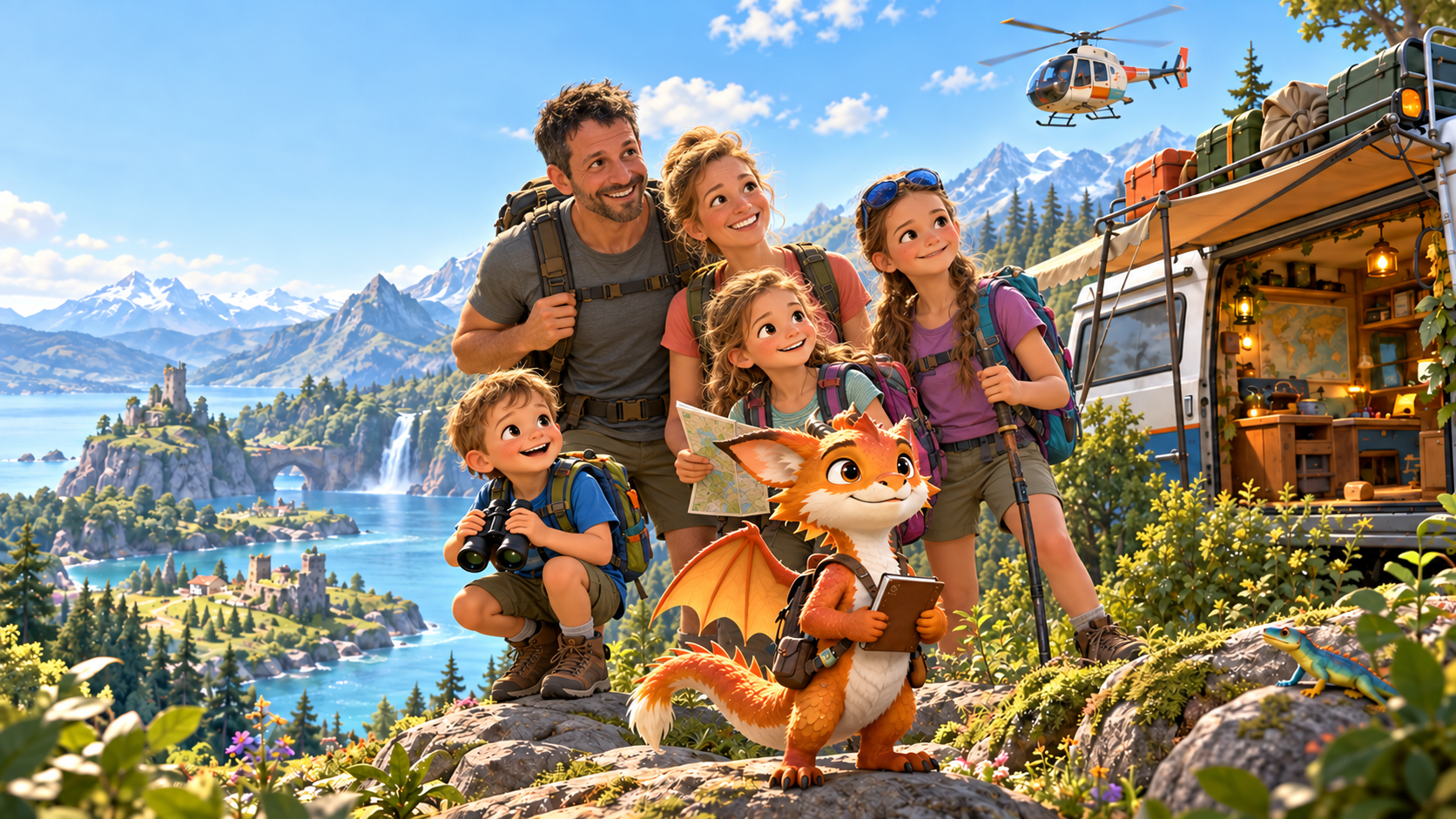La bande et Harry au départ de leur aventure